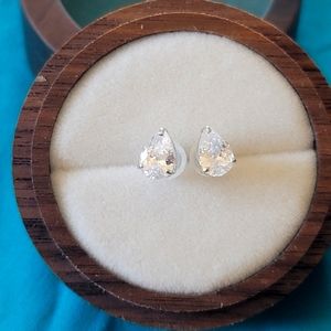 14k WG tear drop 2ctw moissanite earrings